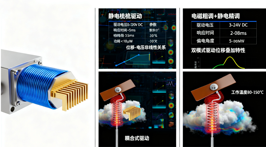 MEMS光開關靜電梳齒驅(qū)動扭臂式熱驅(qū)動耦合式特性對比