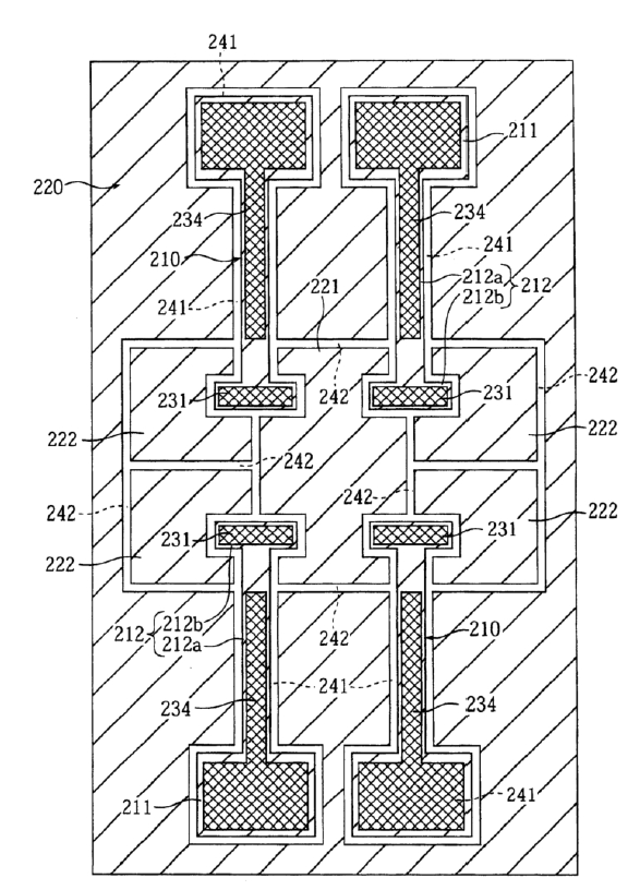 省略了一些部分的圖13中的微型開關(guān)器件的平面圖: