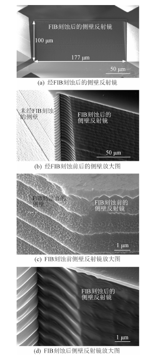 圖5：側(cè)壁反射鏡FIB刻蝕前后的SEM對(duì)比圖 - 廣西科毅光通信