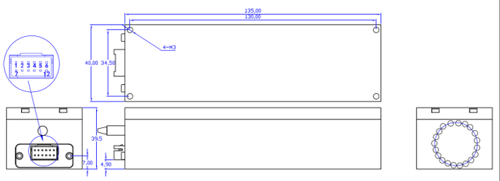 OSW-1×4-Hi 980nm機械式光開關產(chǎn)品尺寸圖